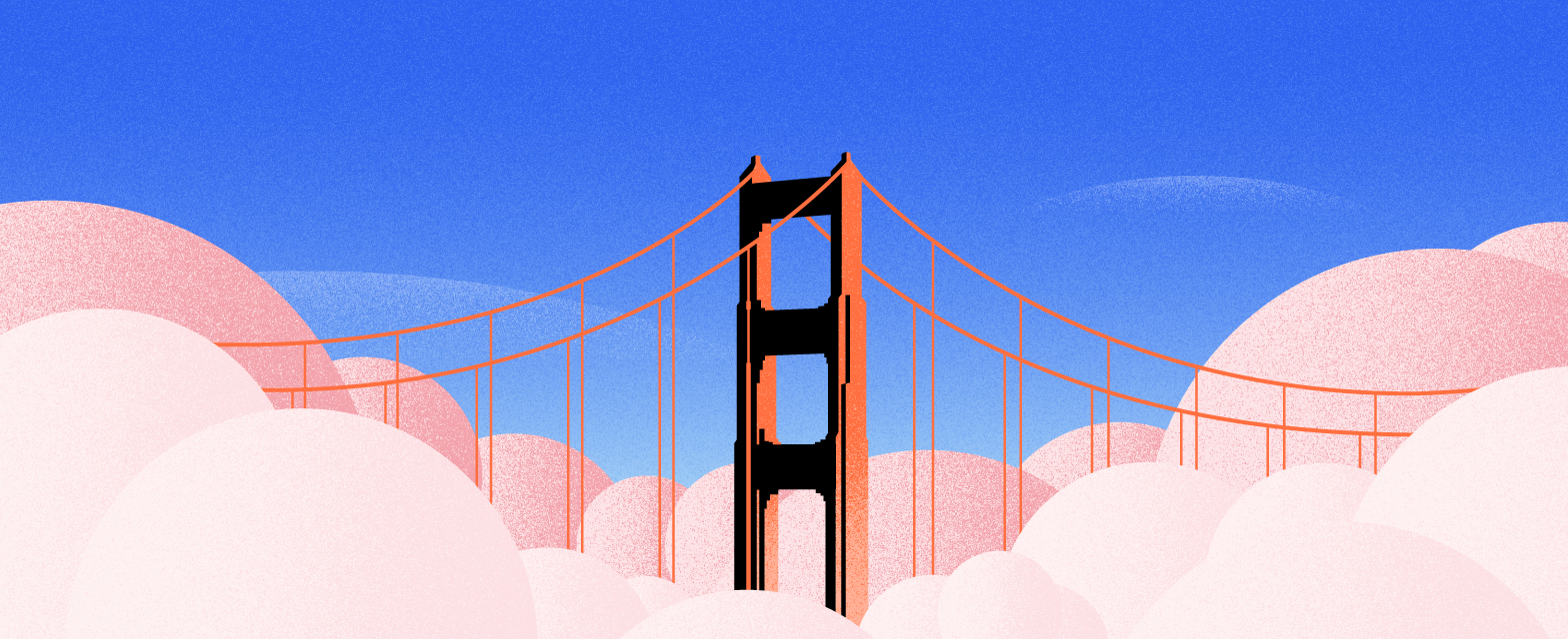 challenges of online learning - graphic shows a bridge over clouds
